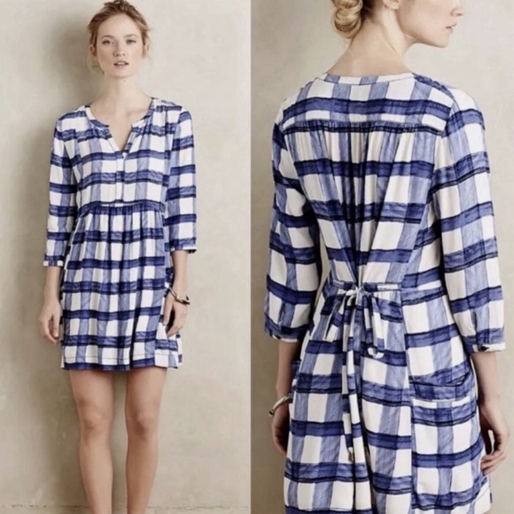 Anthropologie Dresses & Skirts - 🤍💙Anthropologie Maeve Devery Plaid Dress Blue Sz. XS 💙🤍